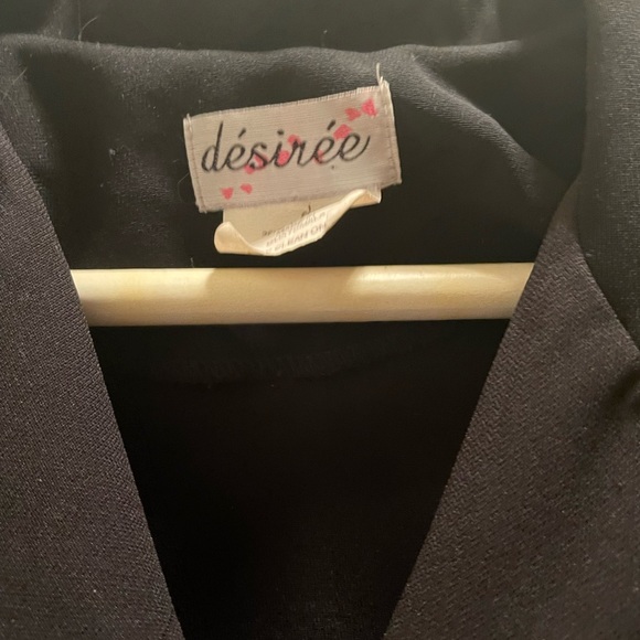 Vintage Desiree Womans Black Button Down Short Sleeve Collared V Neck Midi Dress - Picture 9 of 10